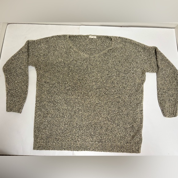 Debut Boucle knit oversized v-neck sweater textured‎ size S/M beige black - Picture 3 of 11